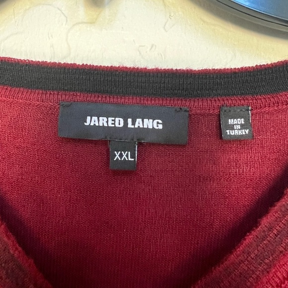 Jared Lang Men's V Neck merino wool blend Sweater XXLarge Red - Picture 3 of 5